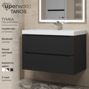 Тумба под раковину Uperwood Tanos 80 см, подвесная, черная матовая в Добрянке - dobryanka.ok-mebel.com | фото 3