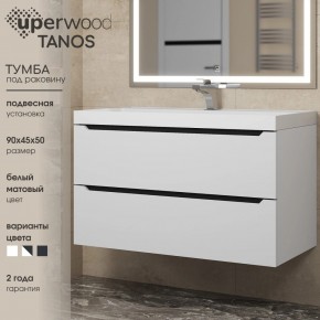 Тумба под раковину Uperwood Tanos 90 см, подвесная, белая/графит в Добрянке - dobryanka.ok-mebel.com | фото 3