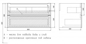 Тумба под раковину Uperwood Tanos 90 см, подвесная, черная матовая в Добрянке - dobryanka.ok-mebel.com | фото 7